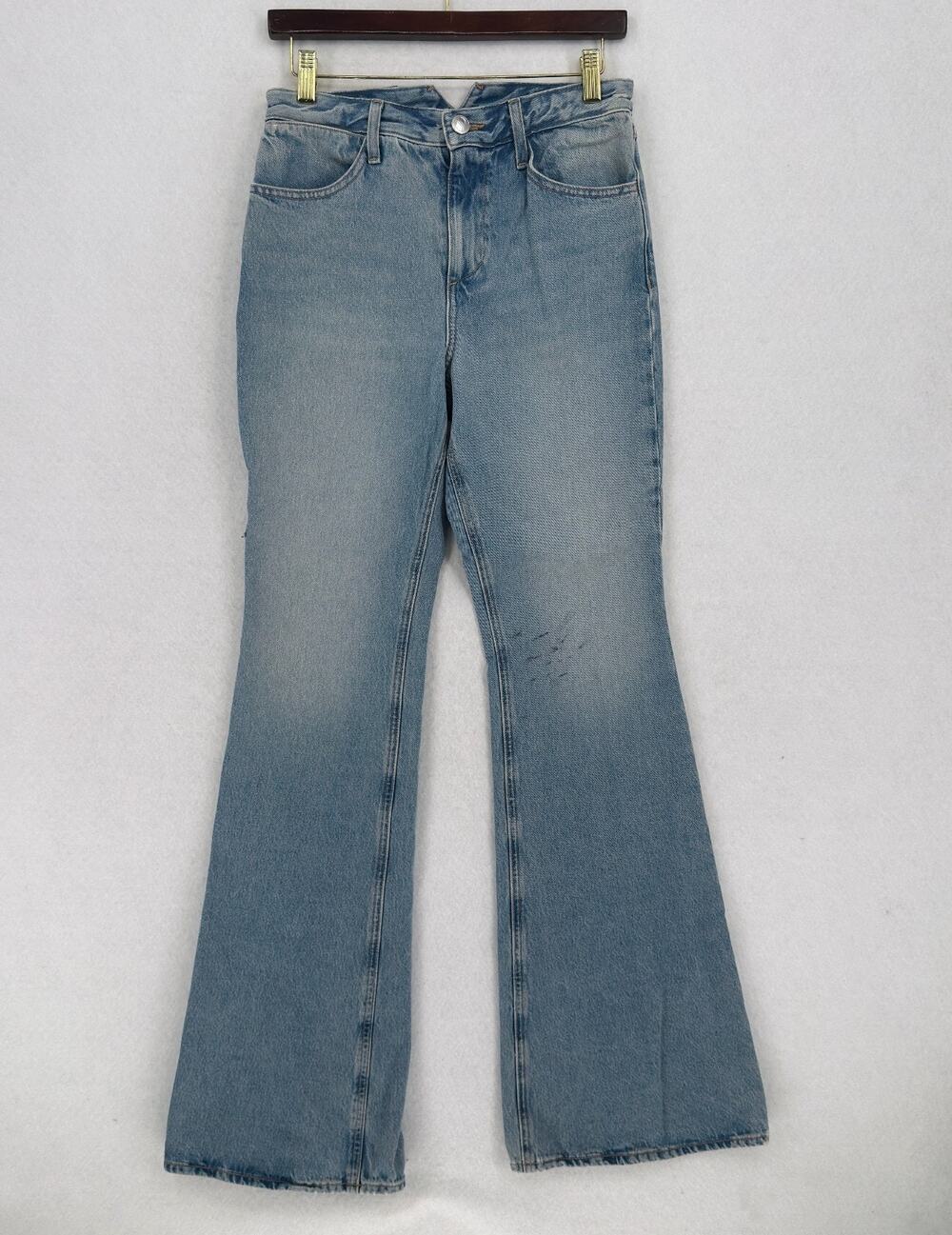 SPRWMN Womens Light Blue Denim Cotton High Rise Micro Flare Jeans Sz 26 NEW